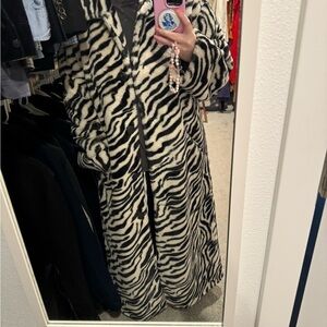 Free People Zebra Print Coat - Black and White